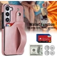 thumbnail image 3 of Design for Samsung Galaxy S23 5G Phone Case with Screen Protector Adjustable Wrist Strap Kickstand Credit Card Slot Slim Shockproof Hybrid Rugged Protective Cover for Women Men 6.1 inch Rose gold, 3 of 14