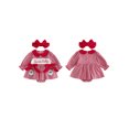 thumbnail image 2 of RUINIXCW Baby Girl Christmas Bodysuit Long Sleeve Plaid Romper Dress and Headband, 2 of 6