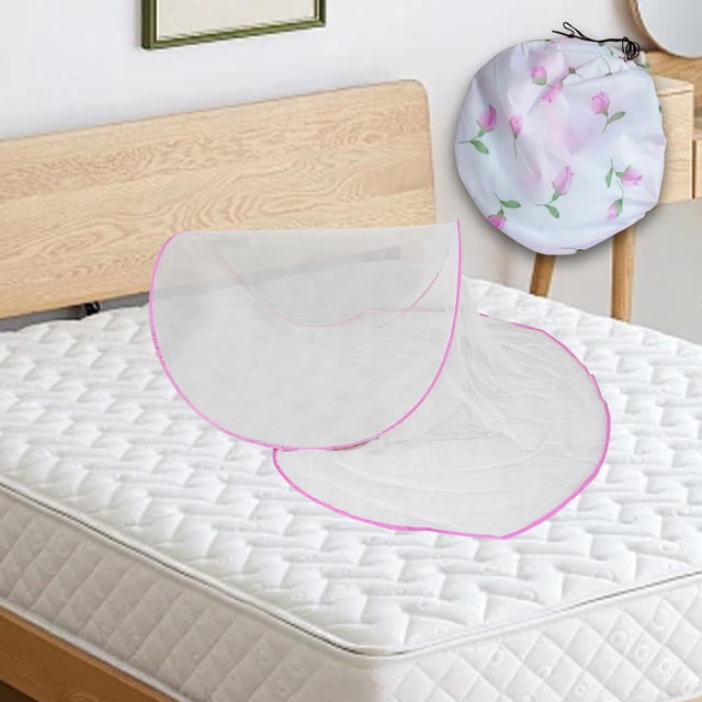 Red de ropa de cama plegable, red para tienda de campaña, fácil de almacenar, interior, verano, ligera, portátil, red para la cabeza, Mini red para Rosa