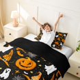 thumbnail image 4 of Homewish Halloween Pumpkin Ghost Twin Duvet Cover, Witch Hat Bat Twin Bedding, Black Orange, Black Reversible 2pcs, 1 Duvet Cover and 1 Pillowcase, 4 of 7