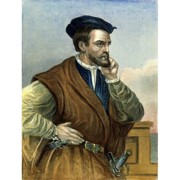Jacques Cartier 1491 1557 Nfrench Sailor And Explorer Colored Engraving Poster Print By 18 X 24 Walmart Com Walmart Com