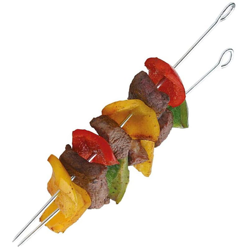 10pcs Stainless Steel BBQ Kebab SticksBarbecue Skewer  Roasting Fork Meat Needle 