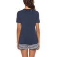 thumbnail image 4 of Women Summer Pajamas Set,Deep V Neck Short Sleeve Sleepshirt with Stripped Shorts pj set,2 Piece Modal Nightwear Super Comfy Causal Sleepwear Classic Loungewear,Top Shorts Nightshirt,S-2XL Blue, 4 of 7