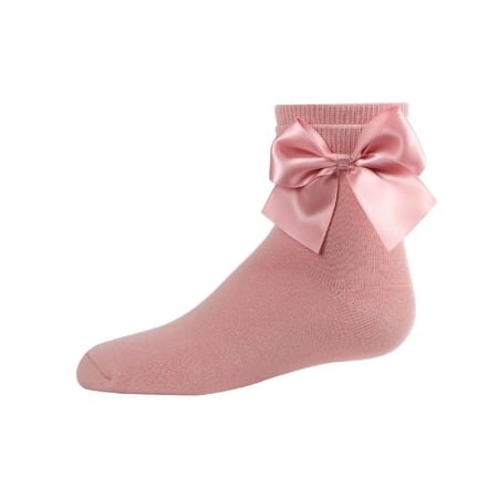 MeMoi Silky Side Bow Anklet Socks - Girls - Female 12 Blush Pink