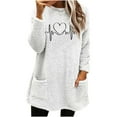 thumbnail image 2 of Odeerbi Women's Sherpa Pullover Oversized Fuzzy Fleece Sweatshirt with Pocket Winter Warm Loose Solid Round Neck 2025 Long Sleeve Tops White, 2 of 5