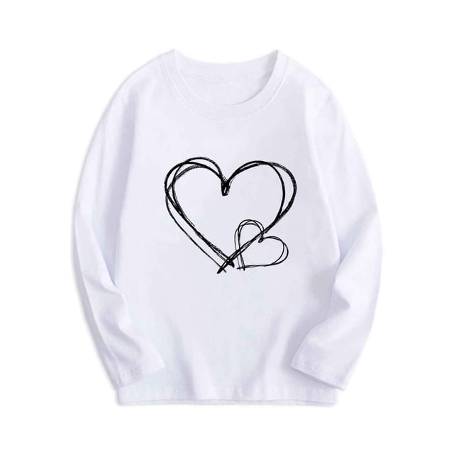 Camiseta de Manga Larga Impresa para Niños, Top de Cuello Suelto para Chicos Y Niñas, Ropa Diaria, Escuela, Viajes Y Regalos de Vacaciones