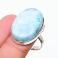 thumbnail image 2 of Natural Caribbean Larimar Gemstone 925 Sterling Silver Gift Ring Size 7, 2 of 2