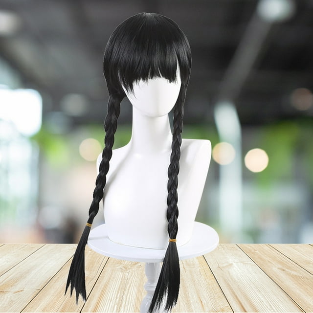 Peluca de Cosplay, disfraz de Cosplay negro, peluca de pelo largo, lavable para fiesta temática de Cosplay