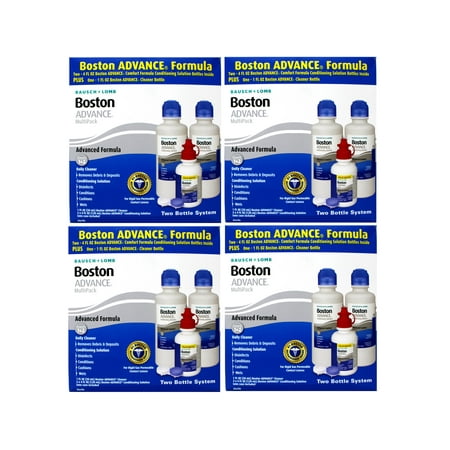 4 Pack - Baush & Lomb Boston Advance Multi-Pack, Step 1&2 Leanses Cleaner (2 X 4 fl oz Plus 1 fl oz Cleaner Bottle)