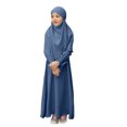 thumbnail image 1 of RXMEKW Ensemble de Robe Musulmane avec Châle pour Filles Manches Longues Col Rond Robe à Volants Tenue 2 Pcs Rose, 1 of 8