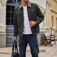 thumbnail image 5 of Timoontee Men's Workwear Jacket Daily Casual Jacket Long Sleeve Lapel Jacket Warm Thickened Jacket Coat Solid Zipper Jacket Fall Winter Coat Gray XXL, 5 of 5