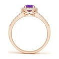 thumbnail image 2 of ANGARA Natural Oval Amethyst Split Shank Halo Ring in 14K Rose Gold for Women (Size-7x5mm) | February Birthstone, Birthday, Anniversary, Jewelry Gift for Women | Natural Amethyst Ring, 2 of 8