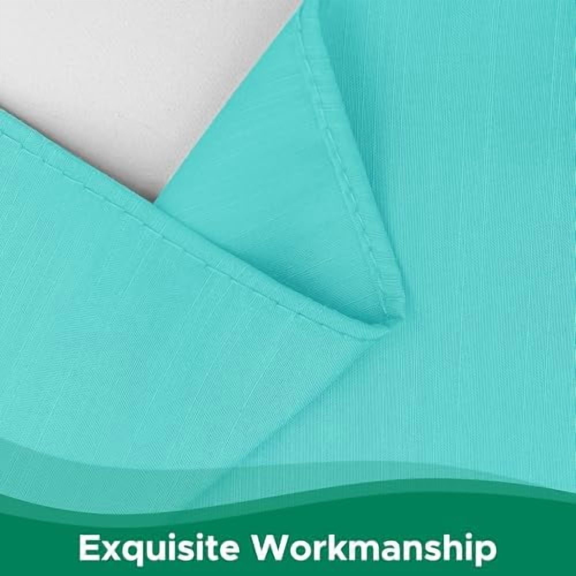 Wrap Around Bed Skirts for King & Cal King Beds with Short Drop of 12", Aqua Adjustable Elastic Dust Ruffles Easy Fit Wrinkle Resistant Silky Luxurious Fabric Machine Washable