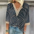 thumbnail image 2 of Ruimatai Women's Casual Lace V-Neck Printed 3/4 Sleeve Loose Blouse Top Comfortable Fashion Tunic Shirt, 2 of 5