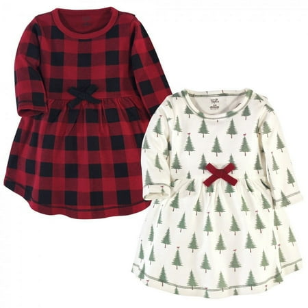 UPC: 0660168672862 | Touched by Nature Baby and Toddler Girl Organic Cotton Long-Sleeve Dresses 2pk Tree Plaid 3 Toddler