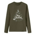 thumbnail image 5 of UPPADA Merry Christmas Sweatshirts for Women Christmas Tree Shirts Funny Plaid Holiday T Shirt Trendy Snowflake Long Sleeve Tops blusas de mujer manga larga sexi Army Green,L, 5 of 5
