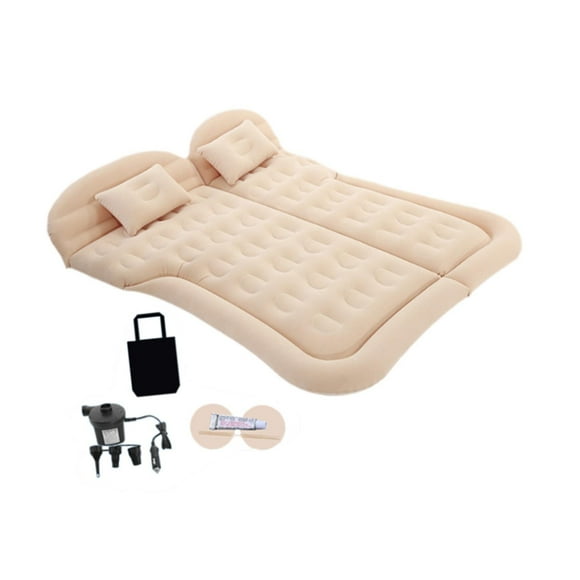 Colchón Inflable Perfecl para Coche Cama para Coche Cojín Portátil Impermeable con Bomba de Aire Beige
