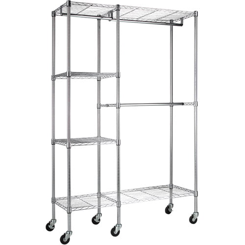 Muscle Rack 48 W X 18 D 74 H Mobile, Wire Clothing Shelves