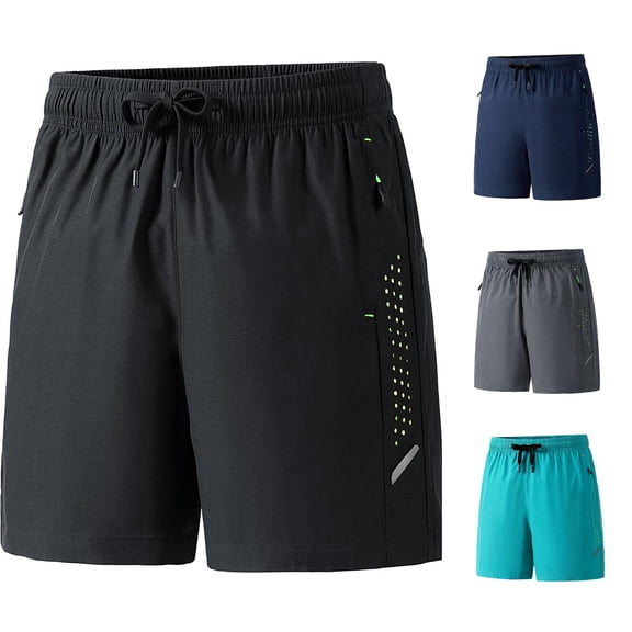 HAYIMI Mens Athletic Shorts Casual Summer Lightweight Loose Pocket Sports Breathable Solid Color Moisture-Wicking Stretch Golf Classic-Fit Bottoms, Black, XXXXL