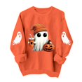 thumbnail image 3 of TKLPEHG Women's Sweatshirts Halloween Long Sleeve Cute Ghost Pumpkin Graphic Sweatshirt Crew Neck Fall Fashion Casual Pullover (Orange,L), 3 of 6