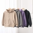 thumbnail image 3 of Veste à Capuche pour Enfants de 3 à 14 Ans Garçons Filles Couleur Unie Décontractée à Manches Longues Doublée, 3 of 8