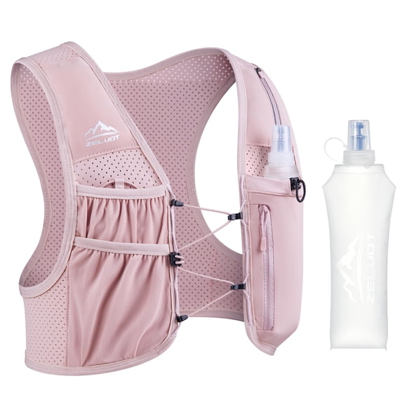 Chaleco de hidratación para running Zelvot con soft flask de 500 ml, rosa, talla M/L