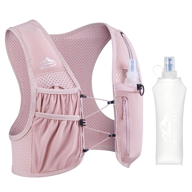 Chaleco de hidratación para running Zelvot con soft flask de 500 ml, rosa, talla M/L