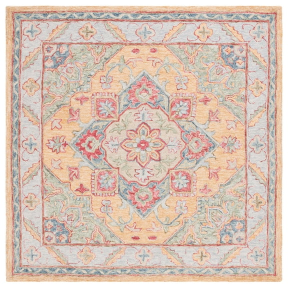 SAFAVIEH Metro David Medallion Area Rug, Yellow/Rust, 6' x 6' Square