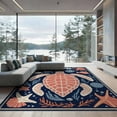 thumbnail image 2 of ODIKA 6'x9' Washable Area Rug Theme Nautical Door Turtle Coral Seashell Reef Wave Border Scatter for Queen Size Bedroom, Under Bed, Master Suite, Easy Care, Non-Shedding, 2 of 7
