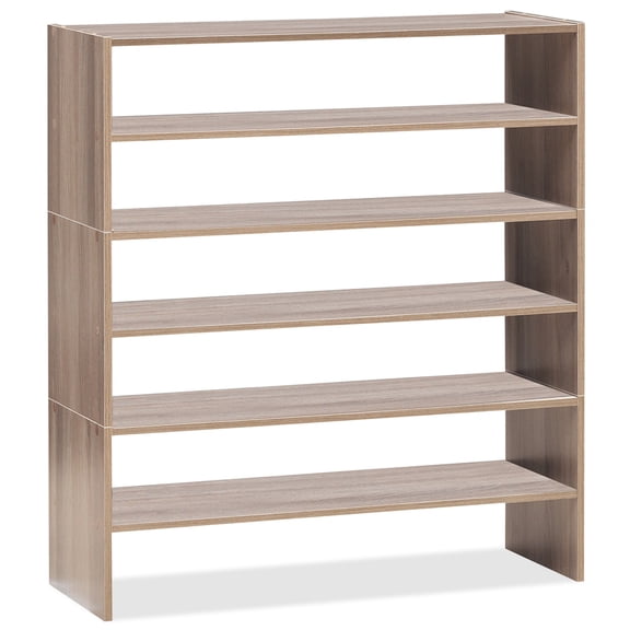 Giantex 3-in-1 Shoe Rack, 5-Tier Shoe Organizer, Wood Storage Shelf for Shoes, Multi-Shape Shoes Shelves Ideal for Entryway Hallway Bathroom Living Room (Natural, 3 Pcs (31" Lx12 Wx12 H))