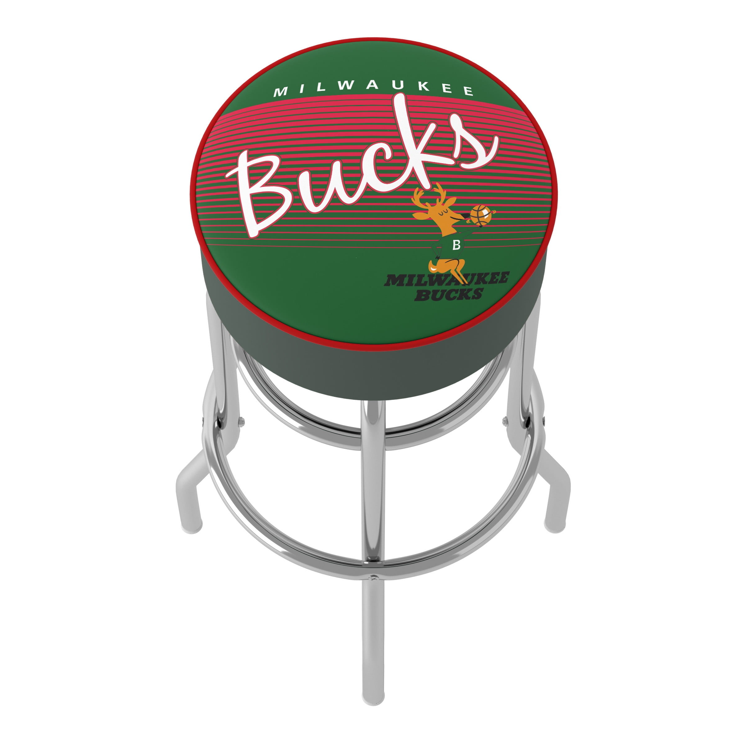 Trademark Gameroom Milwaukee Bucks Hardwood Classics Bar Stool with Padded Seat