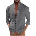 thumbnail image 1 of New Men's Retro Cotton Linen Casual Loose Fitting Long Sleeved Shirt 2XL, 1 of 5