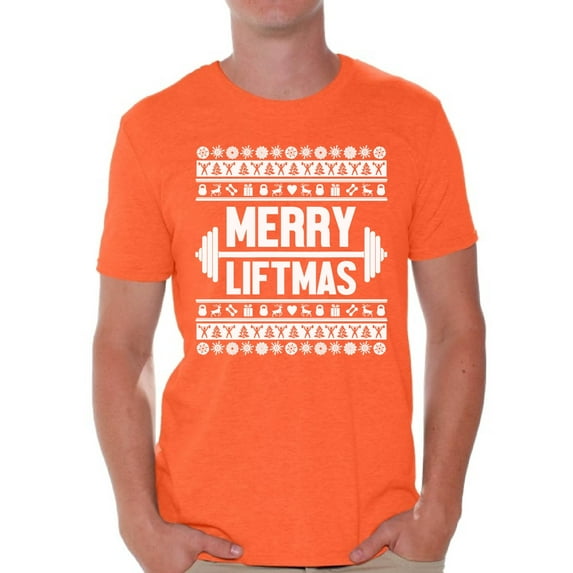 Awkward Styles Merry Liftmas Shirt Merry Liftmas Christmas Tshirts for Men Christmas Holiday Shirt Lifting Top Gym Workout T Shirt Merry Christmas Shirts Ugly Christmas Party Shirt Men's Holiday Shirt