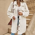 thumbnail image 2 of Cnbwig Quilted Jackets for Women Winter Coats Long Jacket Solid Color Cardigan Button Down Elegant Open Front Lapel Outerwears Coats Warm Casual Outwear B-White L, 2 of 6