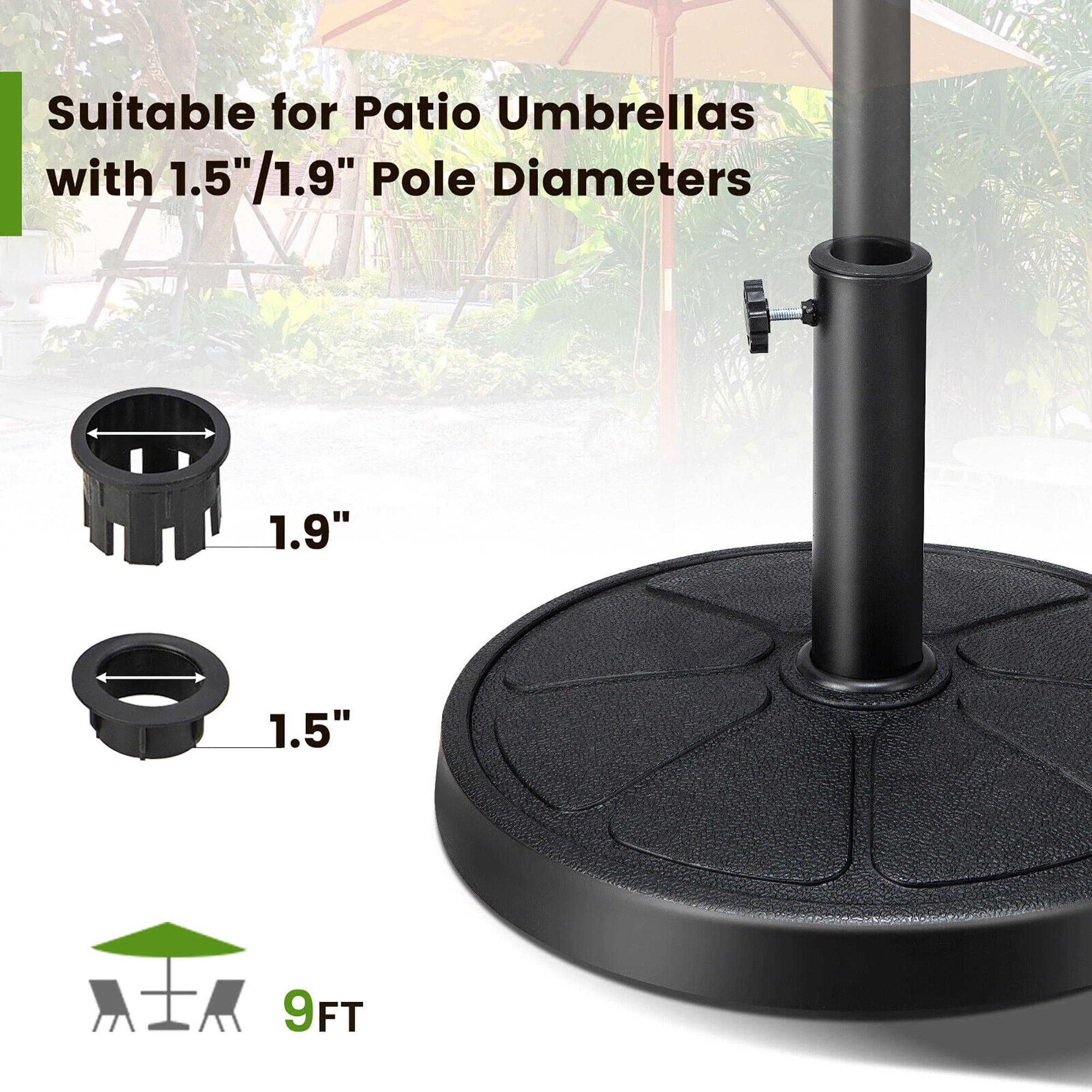 Gymax 31 lbs Patio Round Umbrella Weighted Base Heavy-Duty Table Market Stand Outdoor