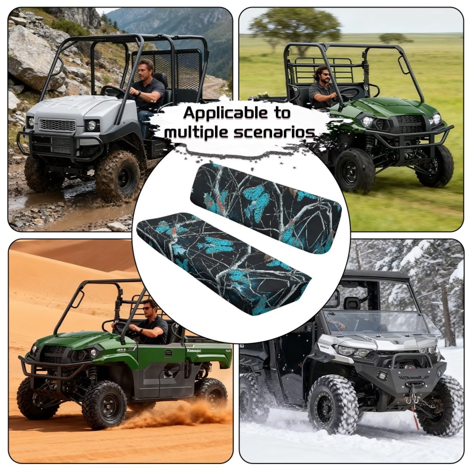 Yuyamidu Blue Butterfly Mule Bench Seat Cover Compatible with Kawasaki Mule 4010 4x4 FE 2025 2023 2022 2021 / Kawasaki Mule 4010 4x4 SE 2018 2017 2016, Camo Hunting UTV Seat Cover Accessory Part