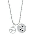 thumbnail image 1 of Delight Jewelry Gymnast Silhouette in 1/2'' Disc Silvertone Script Initial Disc - V - Charm Necklace, 20"+3", 1 of 4