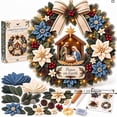thumbnail image 2 of 3D Fabric Wreath Kit, Hand Assembly Christmas Wreath with Light String and Figures, DIY Holiday Decoration for Door Wall Hanging Winter Home Decor(A), 2 of 6