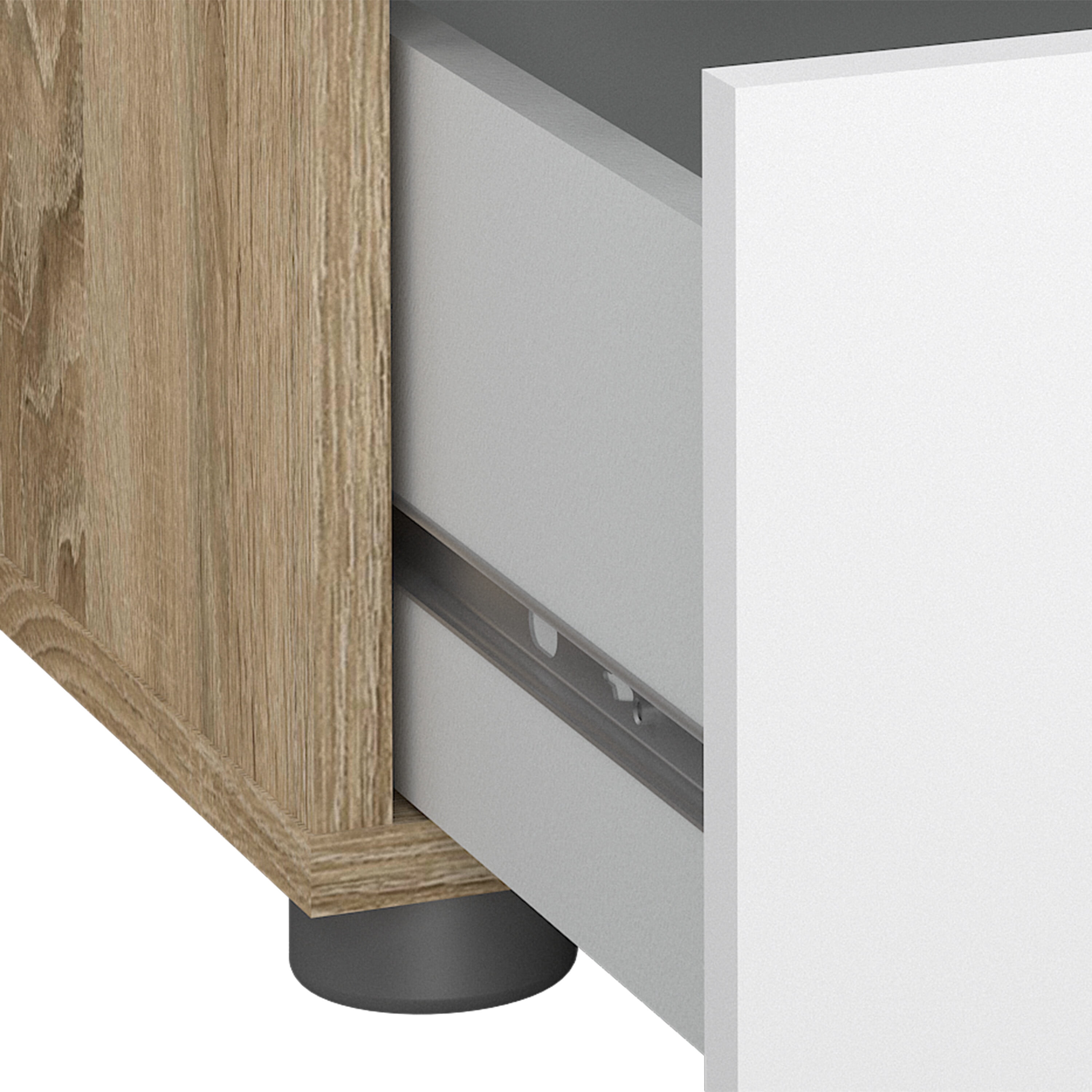 Tvilum Loft 2-Piece Bedroom Set with Chest and Nightstand, Oak/White High Gloss