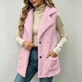 thumbnail image 2 of LUVDA Fleece Lapel Vest for Women - Button Up Sleeveless Warm Jacket with Pockets for Casual Outdoor Fall Winter Layering, 2 of 7