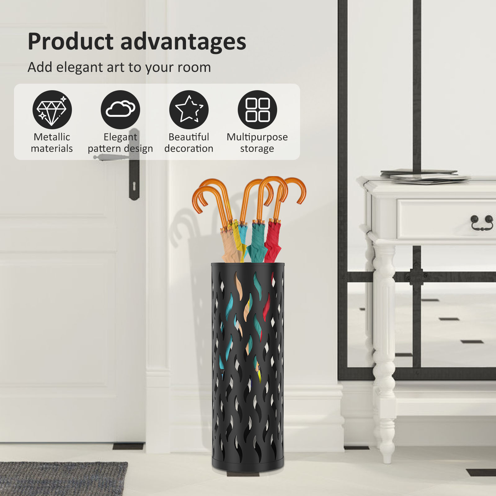 Umbrella Stand Metal Umbrella Holder Hollowed Umbrella Rack Freestanding Umbrella Stand Rack Practical Umbrella Organizer Indoor Umbrella Storage Rack for Home Entryway