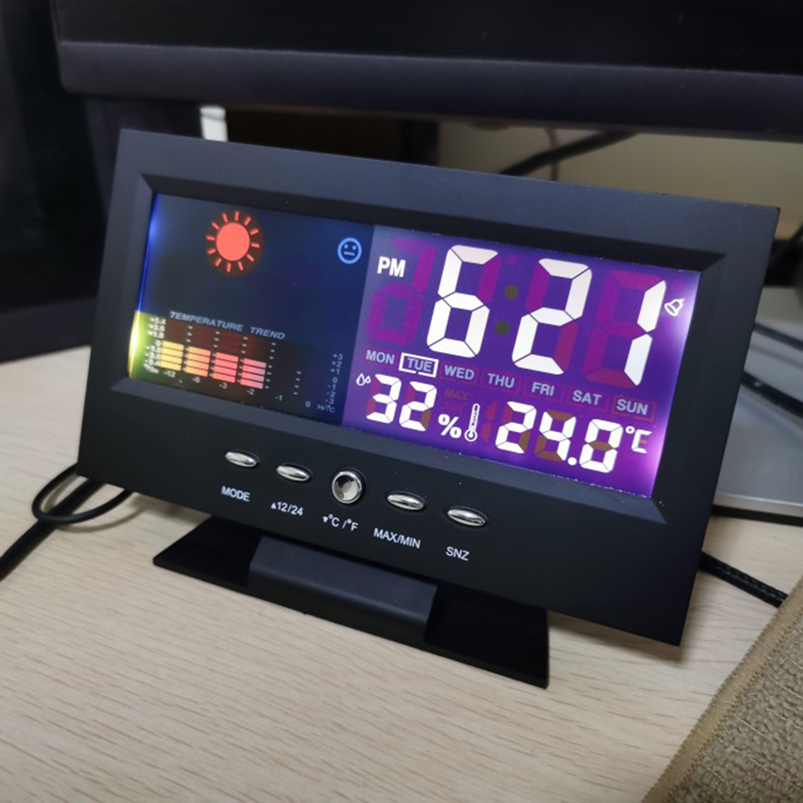 8082T Digital Clock Weather Forecast Perpetual Calendar LED Color Screen Humidity Temperature Display Wake Up Clock for Home,Black - Walmart.com 8082T Digital Clock Weather Forecast Perpetual Calendar LED Color Screen Humidity Temperature Display Wake Up Clock for Home,Black - Walmart.com