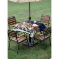 thumbnail image 3 of Outdoor Tablecloth with Umbrella Hole and Zipper, Blue Christmas Gnomes Square Table Cloth 60x60 Inch Waterproof Tablecloth, Xmas Winter Forest Pine Tree Picnic Table Cover for Patio Camping, 3 of 7