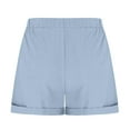 thumbnail image 6 of BLVB Womens Summer Cotton Linen Shorts Fashion Drawstring Waist Loose Wide Leg Beach Lounge Shorts with Pockets, 6 of 6