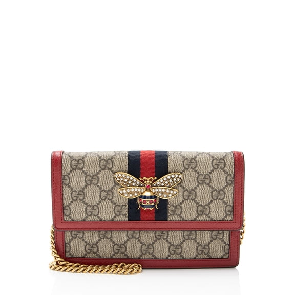 Pre-Owned Gucci GG Supreme Queen Margaret Wallet on Chain