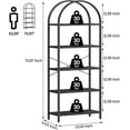 thumbnail image 4 of Sunvasagoo 5-Tier Arched Bookshelf w/ Steel Shelf, Adjustable Feet&Anti-Tip Straps, MDF, Black, 4 of 9