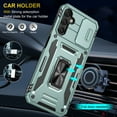 thumbnail image 4 of Armor Case for Samsung Galaxy A14 5G, Sliding Lens Camera Cover Protection Ring Kickstand Compatible with Magnetic Car Mount Holder Military Grade Hybrid Rugged PC Soft TPU Shockproof Case,Darkgreen, 4 of 7