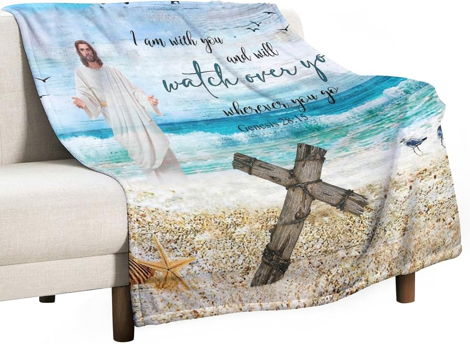 Christian Jesus Blanket Christian Gifts for Women & Men Religious Cross Throw Blanket Jesus Blanket for Kids Adults Soft Warm Cozy Fleece Blanket for Couch Sofa \u200bBed 40''''x50''''