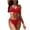 Red, variant on Womens 2 Piece Swimsuits Womens Drawstring Bikini Sets Two Piece Swimsuit Cutout High Cut Bathing Suit Summer Beach Wear Blue S