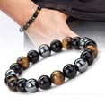 thumbnail image 4 of Pulseras de cuentas de ojo de tigre para hombres y mujeres, obsidiana negra Natural, hematita, protección de la salud magnética, joyería del alma, 4 of 4